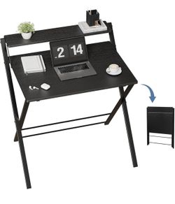 Folding computer desk with shelf