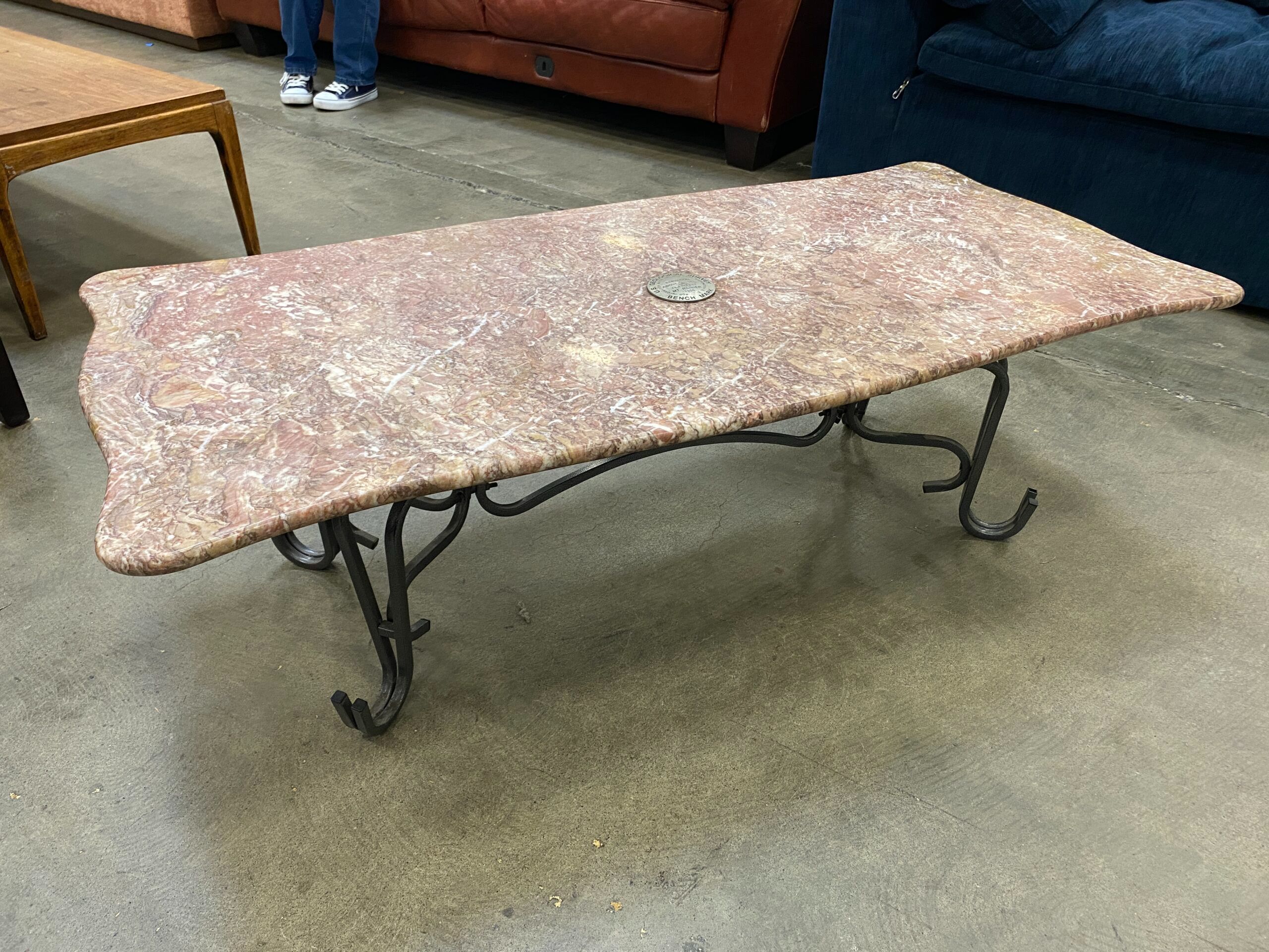 Mt. Rainier Geological Survey Bench Mark Coffee Table on Metal Frame