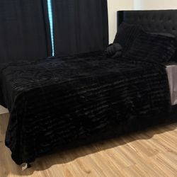 Queen Velvet Bed frame (Mattress & Box spring Include)