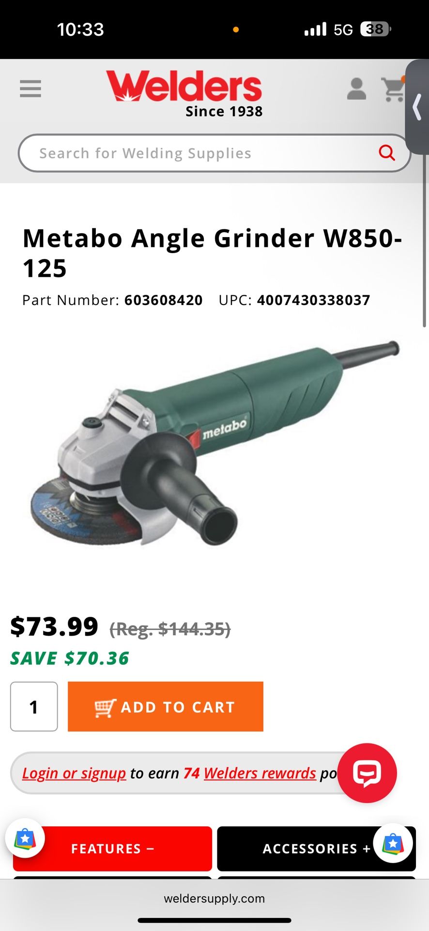 Metabo Corded Angle Grinder W850-125