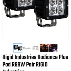 4 Rigid RGBW Radiance Light Pods + 2 Mounts For Jeep / Bronco / SUV / Off-road / Ford / Chevy