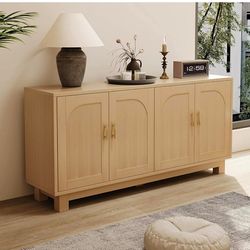 Kitchen cabinet, 63" Sideboard Buffet Cabinet with Storage, 4-Door 2-Tier Storage H-4