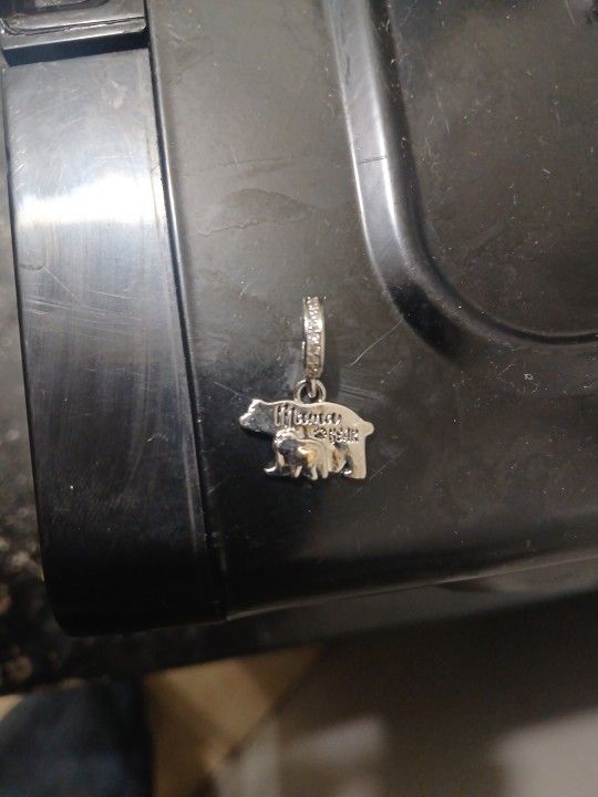 Mama Bear 925 Cz Charm Solid Hoop