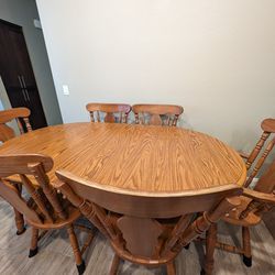 Wood Table + Matching Wooden Chairs