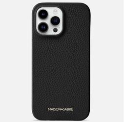 Maison de Sabre The Phone Case iPhone 14 Pro MagSafe Black Caviar Pebble Leather