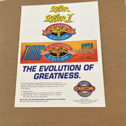 Flyer Ad Street Fighter 2 Turbo Hyper Fighting Arcade Video Game