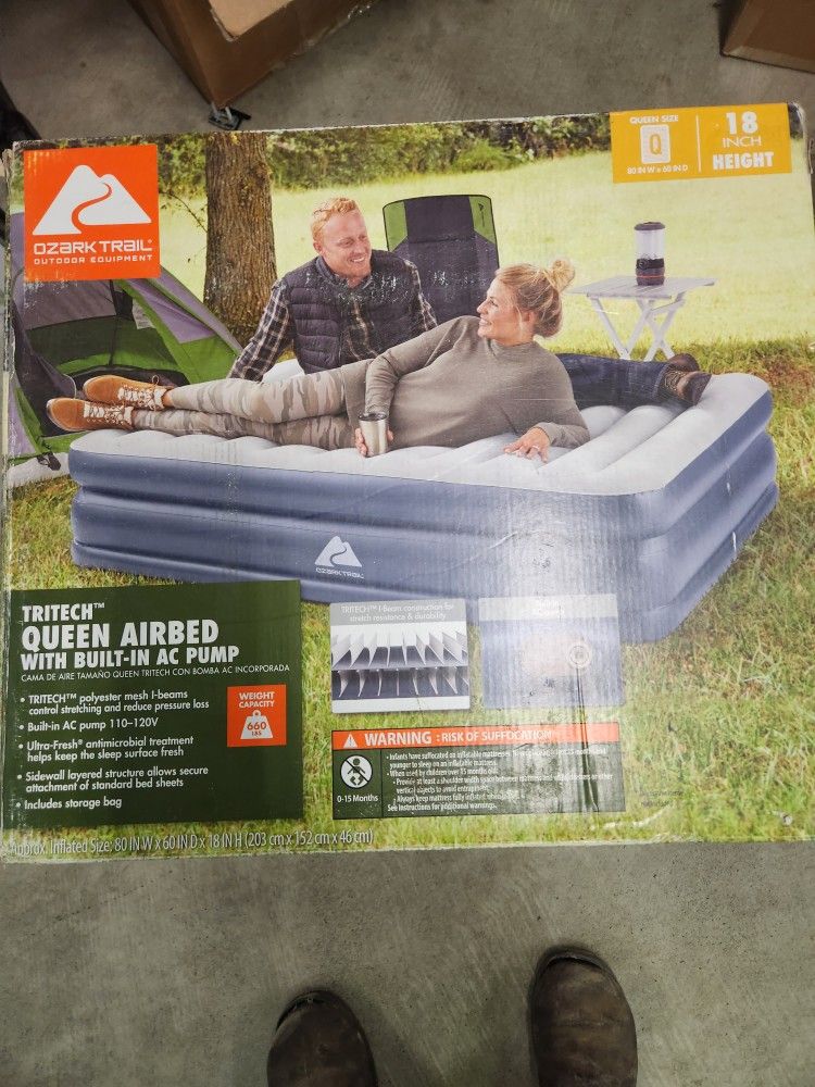 Ozark Trail Queen Airbed Mattress With Built In Ac Pump Msrp $55