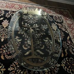 Large Oval Glass Coffee Table Long 45 Inches Wide 30 Inches High 16 Inches 