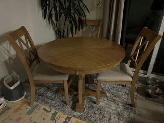 **Round Wooden Dining Table with 4 Chairs**