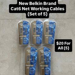 Brand New Belkin Brand Cat6 Net Working Cable (Set Of 5) Pickup Today!