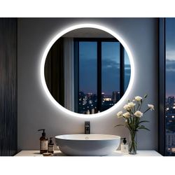 LED Bathroom Mirror Round: 23.6 inch Vanity Mirror Backlit Frameless Dimmable Lights Anit-Fog
