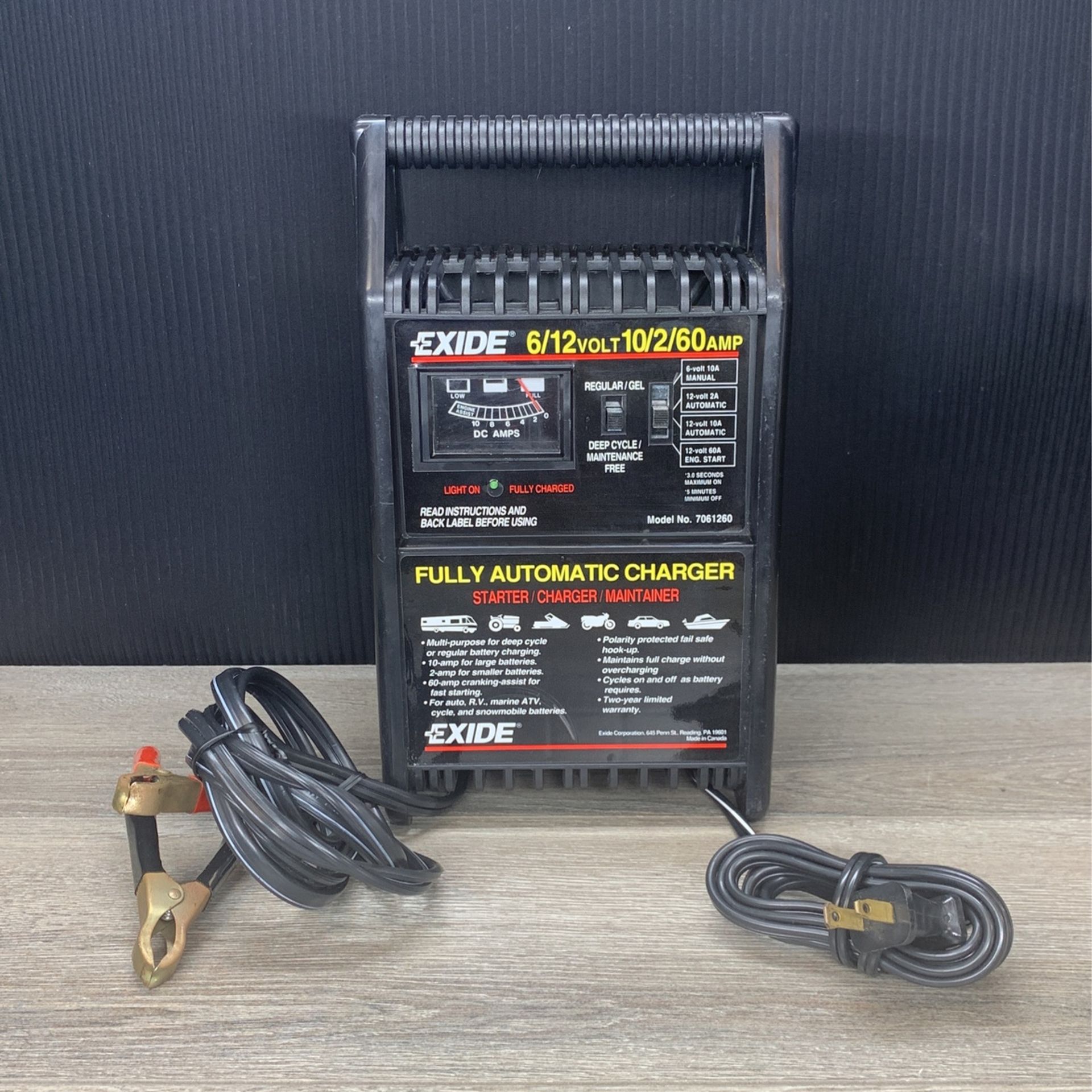 EXIDE BATTERY CHARGER 6/12 Volt 10/2/60amp