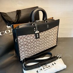 Coach Rogue Briefcase Black/Cocoa - Like New Full Set $600