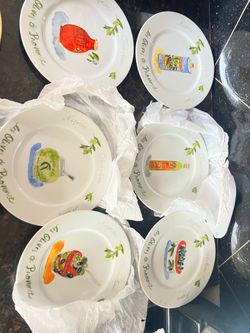 Les Olives de Provence Set of 6 Porcelain Appetizer Plates