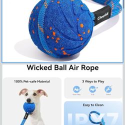 🔥Brand new🔥 Smart Interactive Dog Rope Toy Tug of War, Wicked Ball AIR Rope, Automatic Moving, Bouncing, and Rotating, E-TPU Material, IPX7 Waterpro