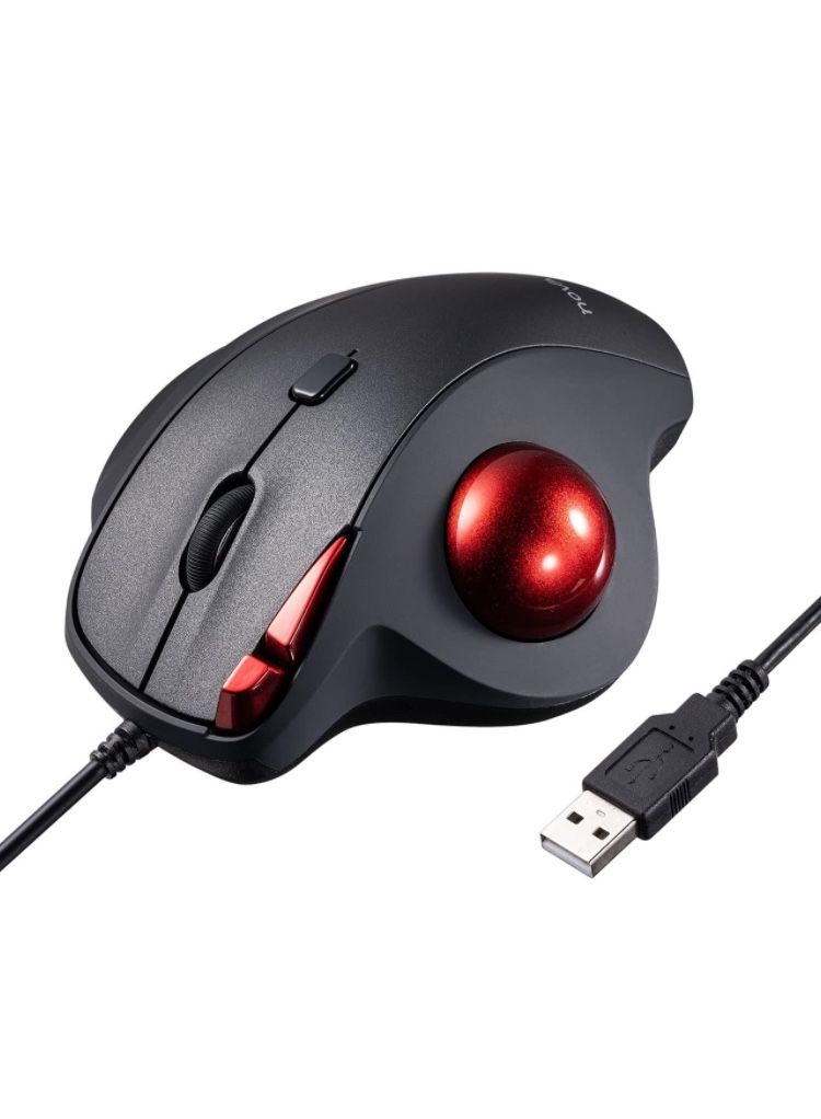 Sanwa Direct NOVA 400-MATB167 Trackball Mouse, Wired, Quiet, 5 Buttons *NEW*
