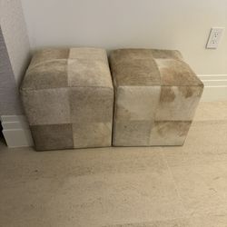 Cowhide Poufs Ottomans Barely used