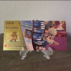 24k Gold Foil Plated Bellwether Zootopia Banknote Disney Collectible