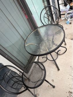 Glass Patio Table With 2 Chairs
