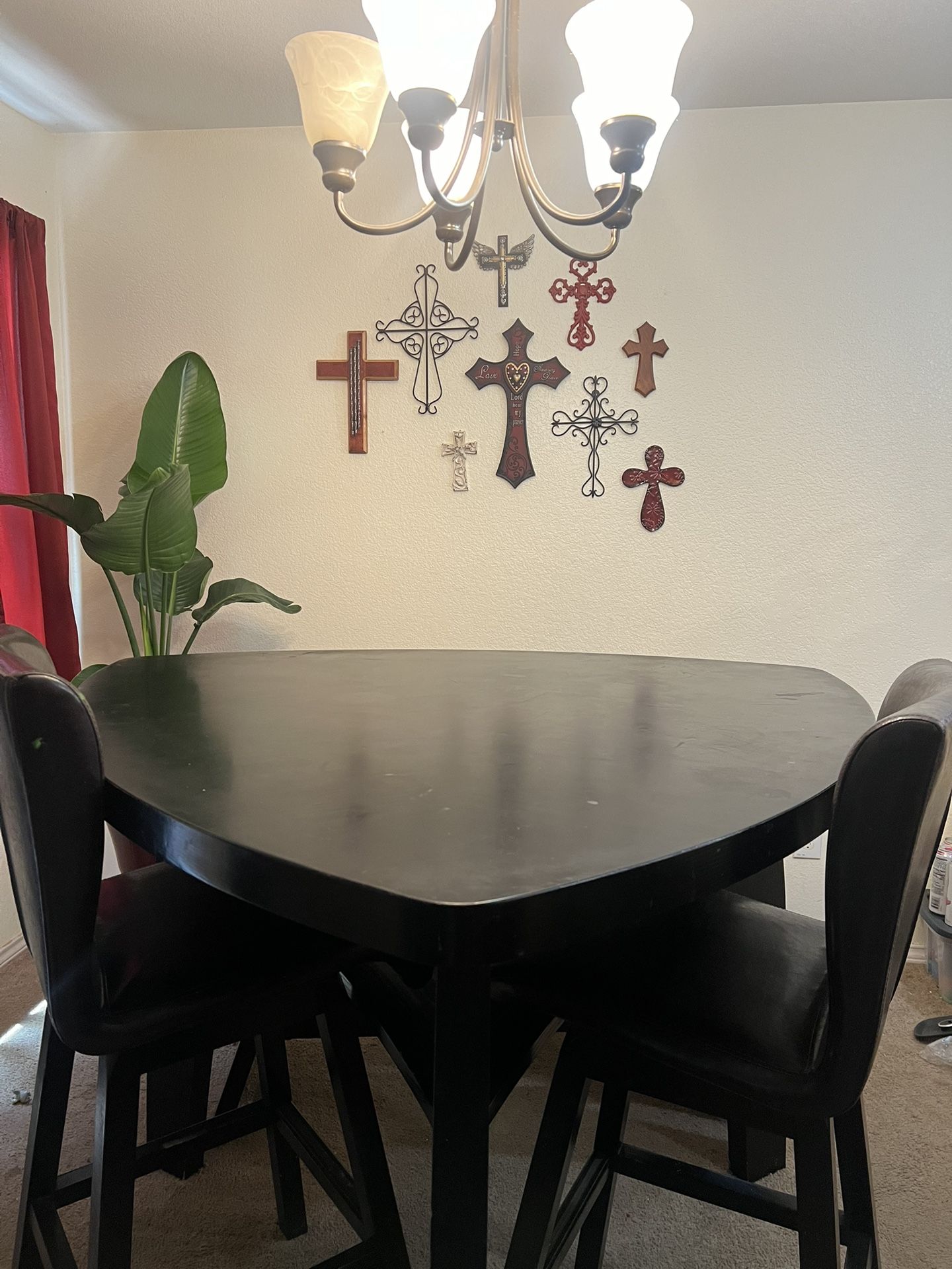 Triangle Table With 2 Stools And Bench