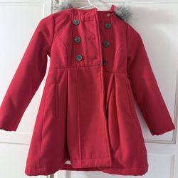 Girls Red Peacoat Like New 