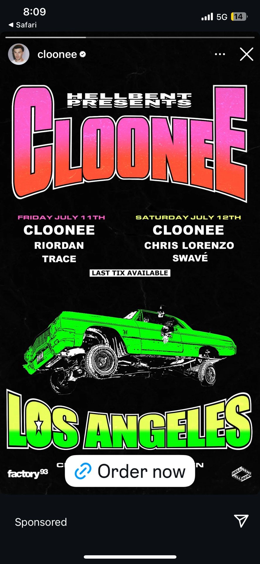 Cloonee Saturday July 12th