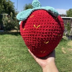 Crochet Strawberry Pillow