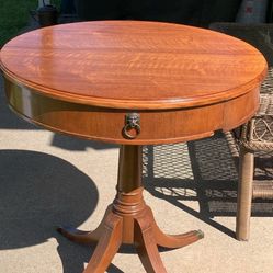Antique Pedestal Drum Table