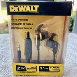 DeWalt Jobsite Earphones.  3.5 mm Connector.  See Photos For Product Details.