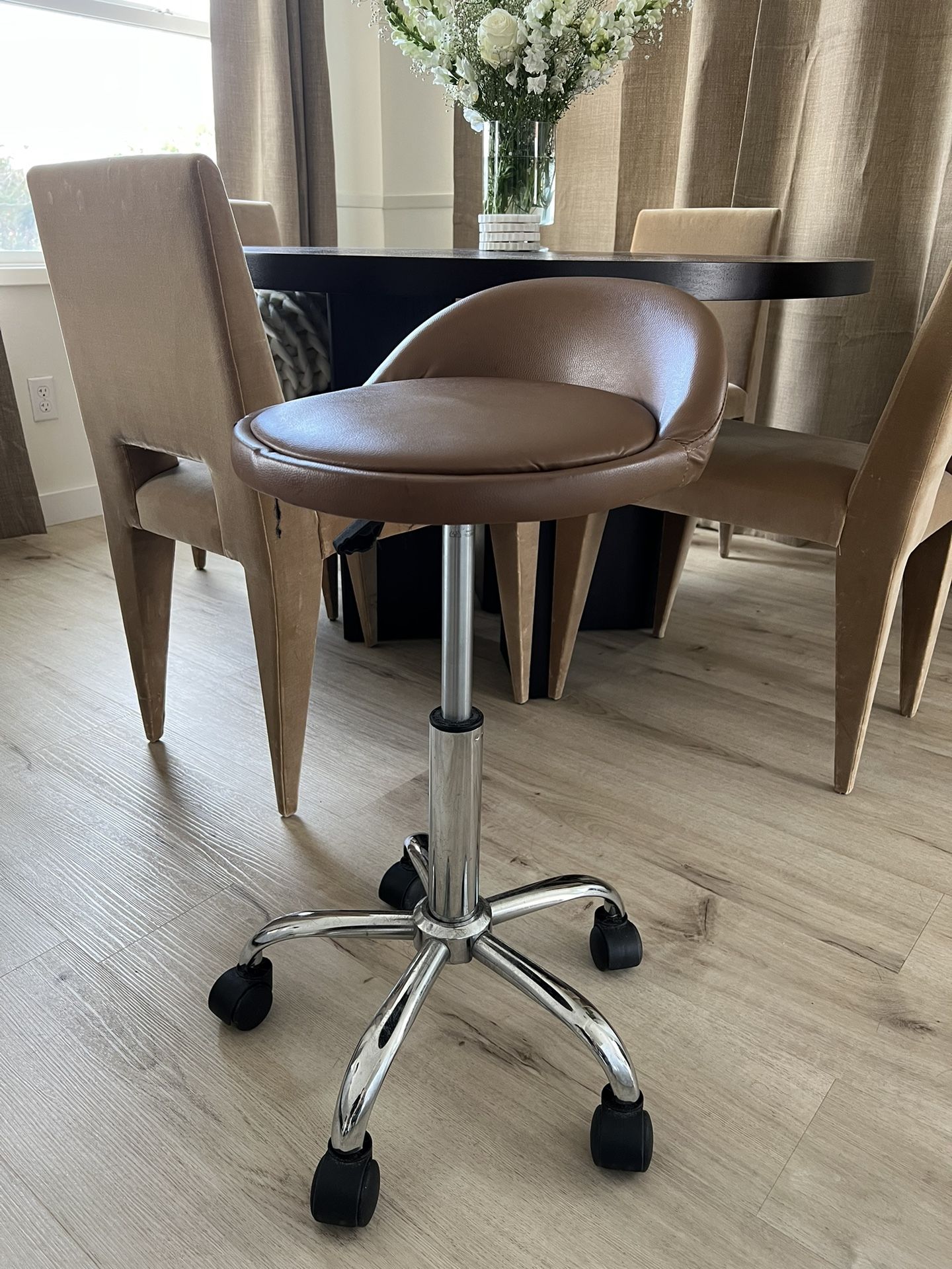 Brown Rolling Stool