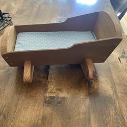 Hand Made Wood Doll Cradle