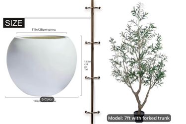 7FT Artificial Olive Tree + Decorative Planter Pot – Brand New