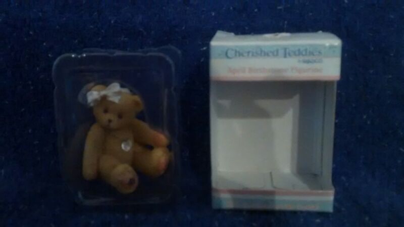 Cherished Teddies. April birthday figurine with Genuine Austrian Crystal