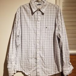Mossimo Supply Co Mens White Plaid Long Sleeve Button Down Shirt, Size XL