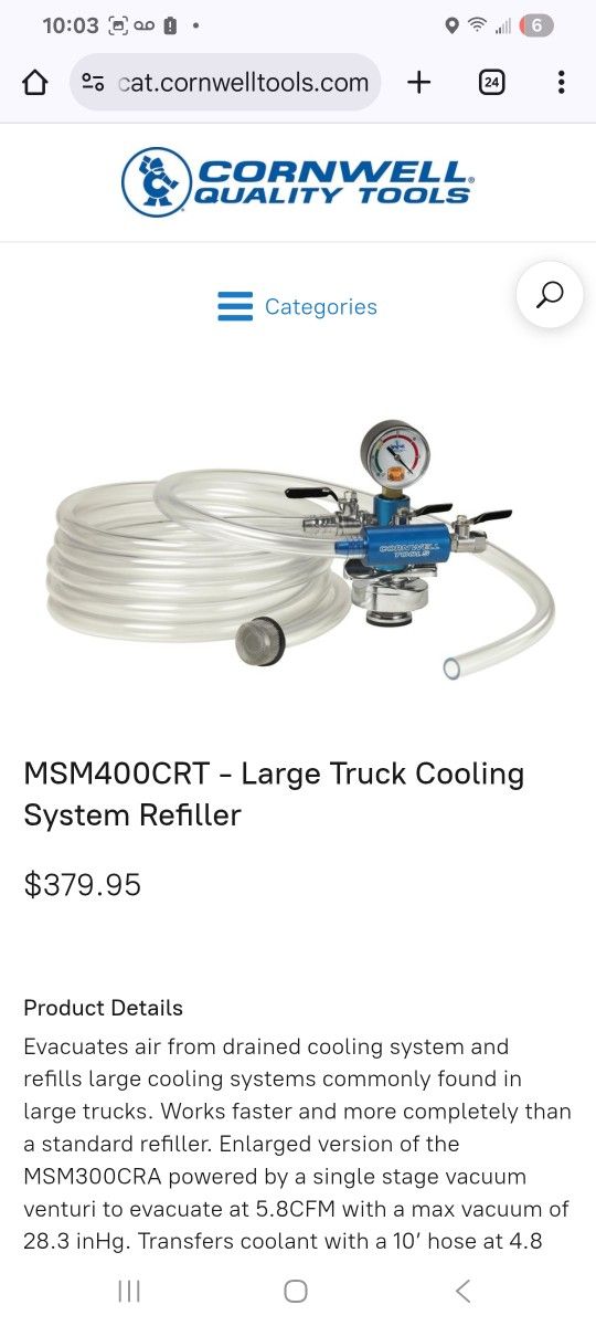 Cornwell HD Cooling System Refill Tool