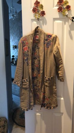 Johnny Was Linen Coat Embroidered.S/m