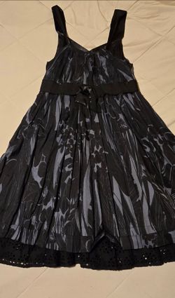 Pleated Dress with Eyelet Lace Hem