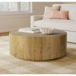 Brand New 42” Round Coffee Table on Wheels - Natural Wood Veneer - $1099 - Delivery Available