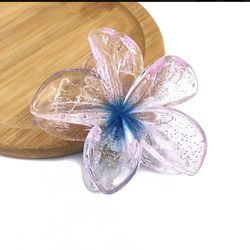 Pinzas para el cabello de resina .Transparent plastic resin hair tongs in the shape of a sweet flower 🌺