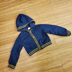 Unusual vintage 1980s navy blue toddler button-up hoodie jacket approx size 4t