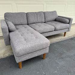 Petite Low Profile Gray Mid Century Sectional Couch Sofa