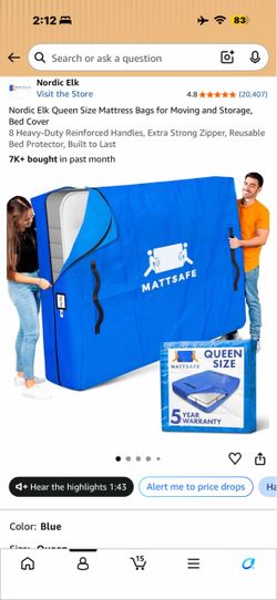Queen bed moving bag