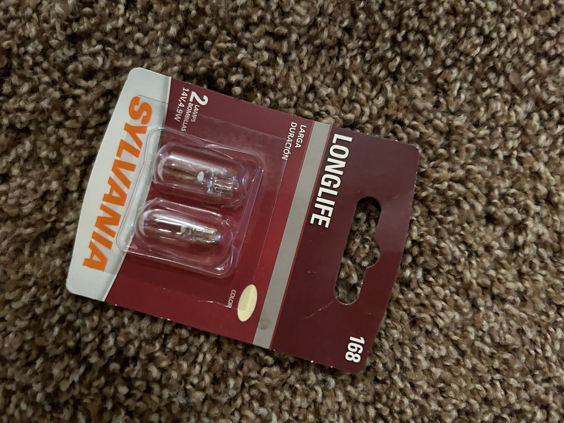 Sylvania headlight 168, 2 Lamps 14v, 4.9w