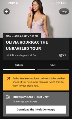 Olivia Rodrigo January 13th Intuit Dome Tickets