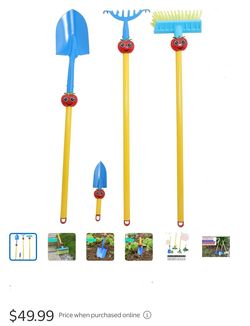 Red Tomato Kid's Garden Tool Set of 4, Soil Rake, Garden Spade, Soil Shovel and Push Broom by Safety Approved

Brand new in box 📦