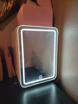 Makeup Fridge with LED Mirror