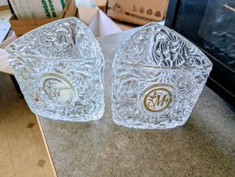 Vintage Avon “Personally Yours” Crystal Votive Candle Holder Pair Matching Initials M&M ($20.00)