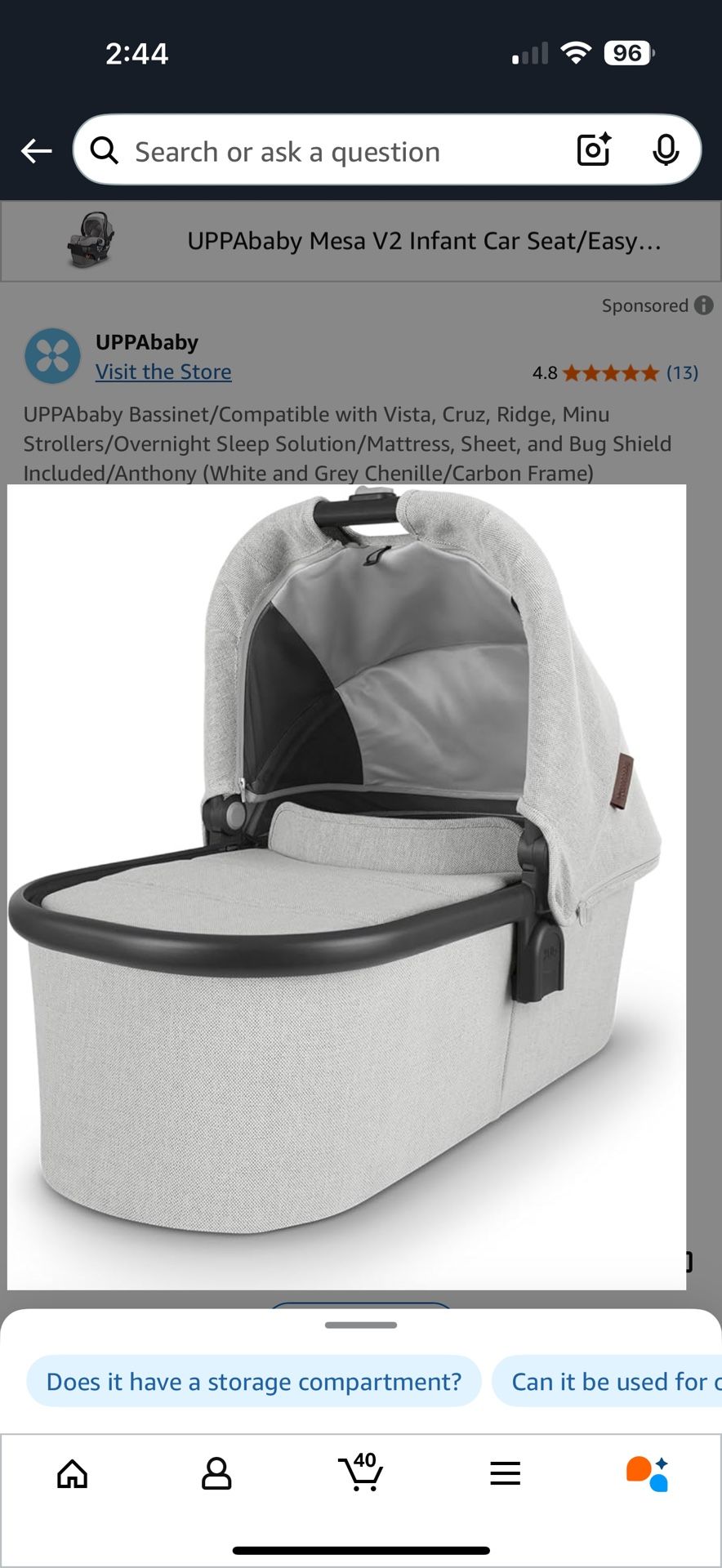 Uppababy Infant Car seat And bassinett