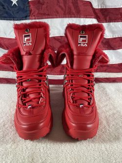 Red fila boots on sale