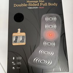New Massage Mat Double-Sided Full Body, 5 vibrating motors and optional soothing heat. Perfect for stress relief, muscle relaxation.